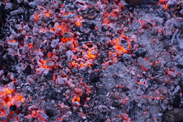 Brasas de madeira lindamente brilhante — Fotografia de Stock