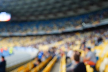 Bulanık boş gece grand futbol ışıklar arenada. Futbol ya da futbol oyuncu. Bokeh ile soyut spor arka plan.