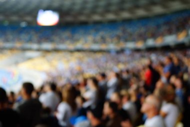 Bulanık boş gece grand futbol ışıklar arenada. Futbol ya da futbol oyuncu. Bokeh ile soyut spor arka plan.