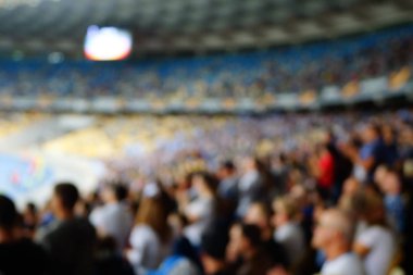 Bulanık boş gece grand futbol ışıklar arenada. Futbol ya da futbol oyuncu. Bokeh ile soyut spor arka plan.