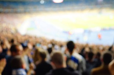 Bulanık boş gece grand futbol ışıklar arenada. Futbol ya da futbol oyuncu. Bokeh ile soyut spor arka plan.