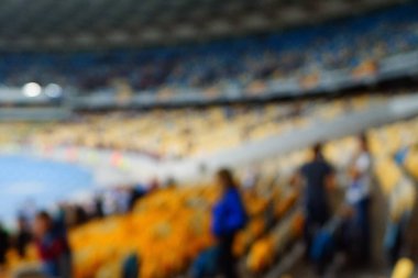 Bulanık boş gece grand futbol ışıklar arenada. Futbol ya da futbol oyuncu. Bokeh ile soyut spor arka plan.