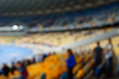 Bulanık boş gece grand futbol ışıklar arenada. Futbol ya da futbol oyuncu. Bokeh ile soyut spor arka plan.