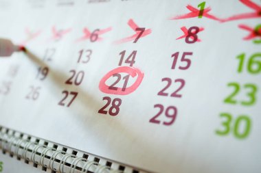 Masaüstü takvim, işareti işaretler işaretler.