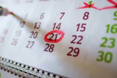 Masaüstü takvim, işareti işaretler işaretler.