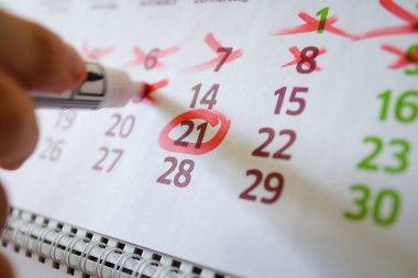 Masaüstü takvim, işareti işaretler işaretler.