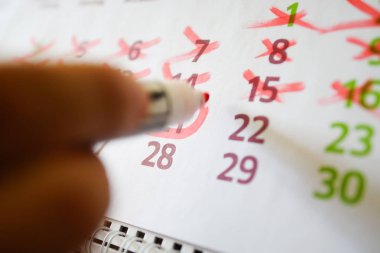 Masaüstü takvim, işareti işaretler işaretler.