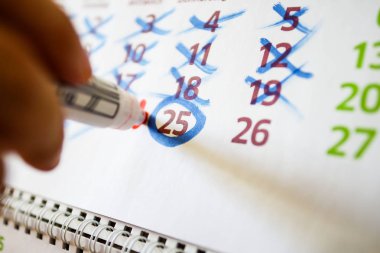 Masaüstü takvim, işareti işaretler işaretler.