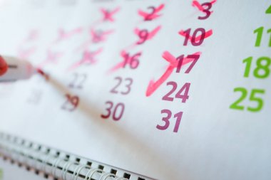 Masaüstü takvim, işareti işaretler işaretler.