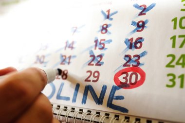 Masaüstü takvim, işareti işaretler işaretler.