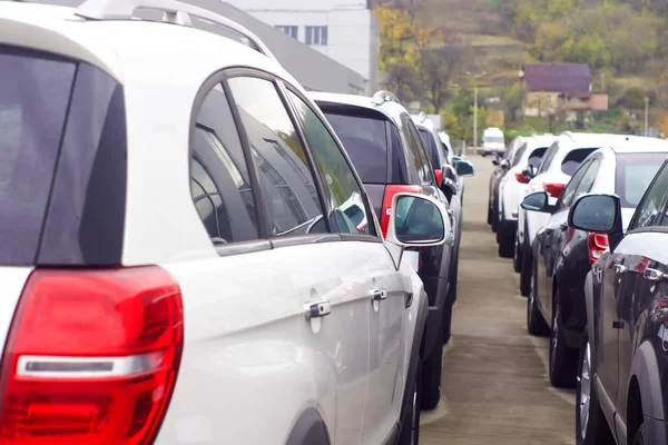 Αυτοκίνητα προς πώληση Stock Row. Κατάλογος εμπόρων αυτοκινήτων — Φωτογραφία Αρχείου