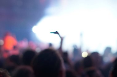 Konser arka planı, el kaldırma, bulanık arka plan, güzel Bokeh canlı konseri