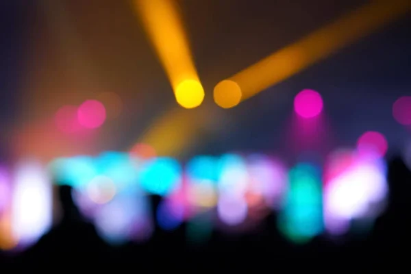 Blurred background : Bokeh lighting in concert with audience ,Music showbiz concept — Stock Photo, Image