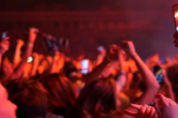 Stock Photo Blurred For Background Night Club People During Concert In Night Club Party Man And Woman Have