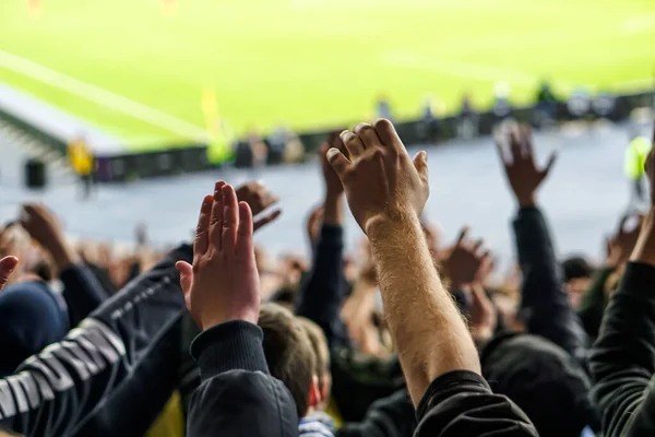 Tor Massen Von Fußballfans Und Fans Jubeln Auf Dem Platz — Stockfoto