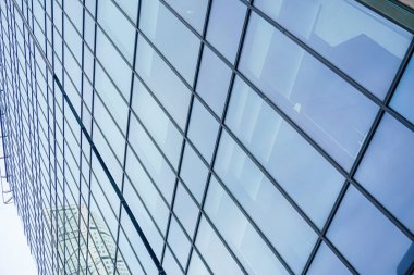 Şehirdeki gökdelenlerin modern cam siluetleri