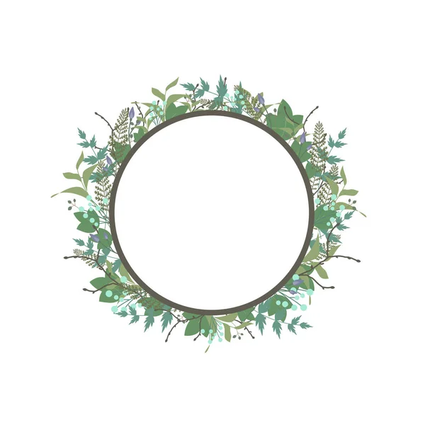 Floral round wreath. Herb text box Stock Illustration