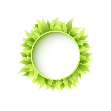 Beyaz izole parlak yeşil yaprakları ile yuvarlak çelenk.