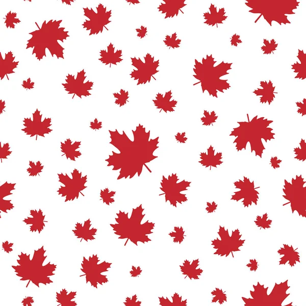 Motif sans couture avec des feuilles d'érable rouge minable avec peu de tige . — Image vectorielle