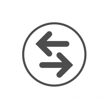 Vektör simgesi. İki siyah üzerinde beyaz izole bir dairede ters yatay oklar.