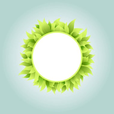 Beyaz izole parlak yeşil yaprakları ile yuvarlak çelenk.