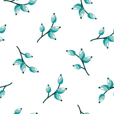 Yabani gül mavi çilek ile çiçek Dikişsiz desen doku. Beyaz arka plan.