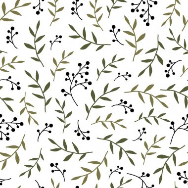 Çiçek Dikişsiz desen doku siyah çilek dal ve yaprakları.
