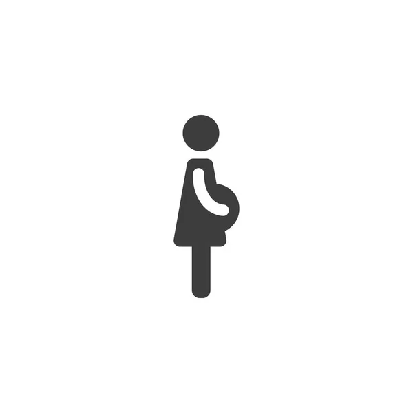 Silhouette noire de femme enceinte en robe. Isolé sur blanc. — Image vectorielle