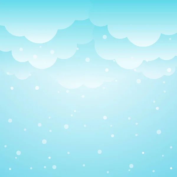 Wolken achtergrond en platte sneeuwvlokken en stippen. Vectorillustratie. EPS-10. — Stockvector