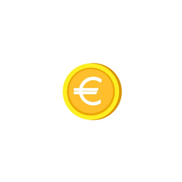 Gouden munt van de cartoon van de euro. Platte pictogram. Geïsoleerd op wit. — Stockvector