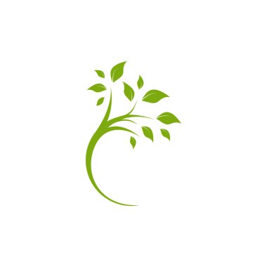 İle yeşil eğri ağaç yaprak. Bitki ile yuvarlak sınır.