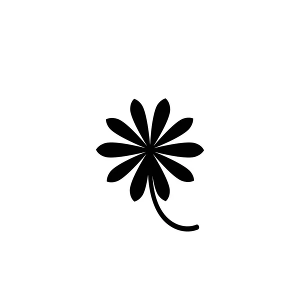 Schwarze flache Ikone der Gänseblümchenblümchen. isoliert auf weiß. Vektorillustration. Öko-Stil. — Stockvektor