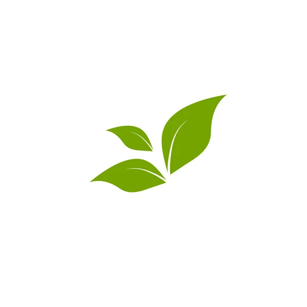 Drei grüne Blätter. Symbol isoliert auf weiß. Logo für Ökounternehmen, Landwirtschaft, Naturunternehmen, Ökologie, — Stockvektor