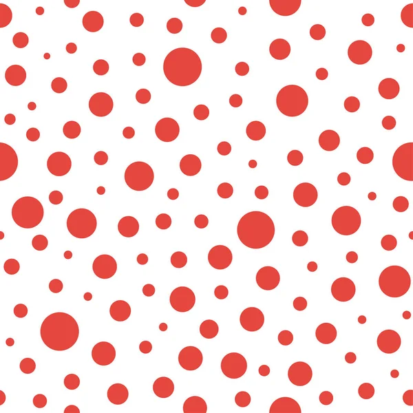 Безшовний Абстрактний Візерунок Маленьких Великих Червоних Кіл Червоних Крапок Білому — стоковий вектор