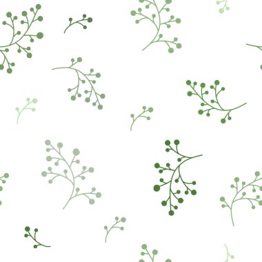 Çiçek Dikişsiz desen doku yeşil beyaz arka plan üzerinde dalları meyveleri. Vektör çizim dal ile. Kumaş ya da kağıt üzerine baskı için mükemmel. Kızamık dal.