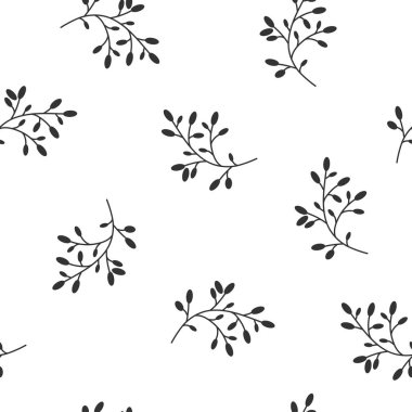 Çiçek Dikişsiz desen doku siyah dal çilek. Beyaz arka plan. Vektör çizim dallar ile.