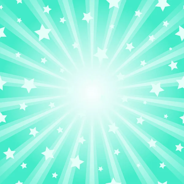 阳光抽象背景 粉蓝色的绿色爆裂背景与闪亮的明星 矢量插图 太阳光线森伯斯特图案背景 神奇明亮的背景 — 图库矢量图片