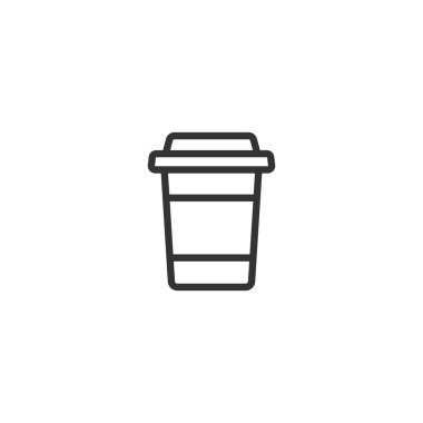 eve servis kahve kap ve Kupası sahibi ile. Tek kullanımlık karton bardak kahve. Kağıt konteyner simgesi.