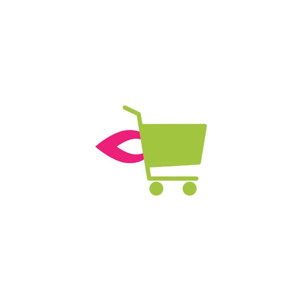 Carrinho de compras de entrega rápida sinal. ícone simples isolado no fundo branco. Carrinho da loja verde — Vetor de Stock