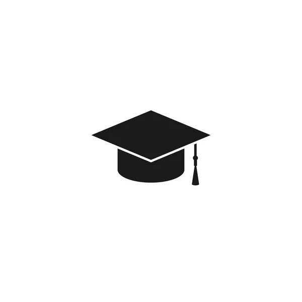 Graduation cap or mortar board icon with tassel. Flat illustration isolated on white. — Stock Vector