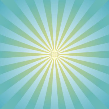 Güneş ışığı arka plan. Turkuaz rengi arka plan sarı asma ile patlama. Fantezi vektör çizim.