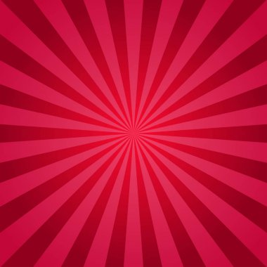 Güneş ışığı arka plan. Kırmızı patlama arka plan. Vektör çizim. Güneş ışını ray sunburst desen