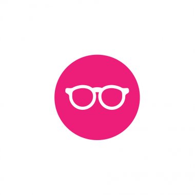 Pembe daire simgesi beyaz düz Hipster gözlük. Beyaz izole. Unisex öğrenci gözlük. Vektör
