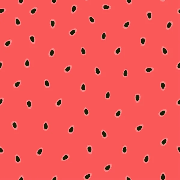 Μοτίβο απρόσκοπτη καρπούζι με κόκκινη σάρκα και μαύρο σπόρους. Καλοκαίρι φωτεινό εικονογράφηση διάνυσμα — Διανυσματικό Αρχείο