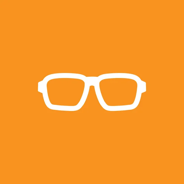 Icono de gafas hipster planas blancas aisladas sobre fondo naranja. Gafas graduadas unisex. Vector — Vector de stock