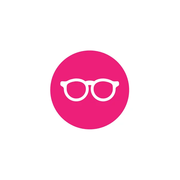 Gafas Hipster planas blancas en icono de círculo rosa. Aislado sobre blanco. Gafas graduadas unisex. Vector — Vector de stock