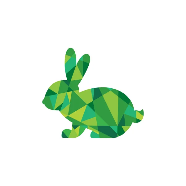 Icono de vector con conejo verde en estilo simple diseño facetado. Estilo de la geometría. conejo aislado en blanco — Archivo Imágenes Vectoriales