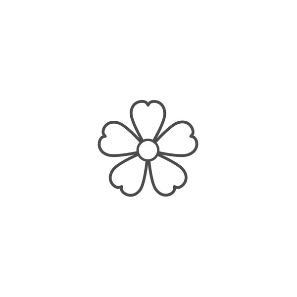 Umriss flache Ikone der Vergissmeinnicht-Blume mit großem Kern. Blütenkontur. isoliert auf weiß. Vektor — Stockvektor
