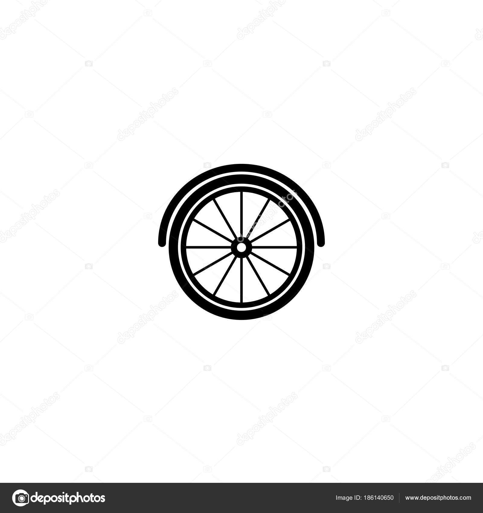 Silhouette of a bicycle wheel icon. Flat bike wheel pictogram isolated on white. Vector