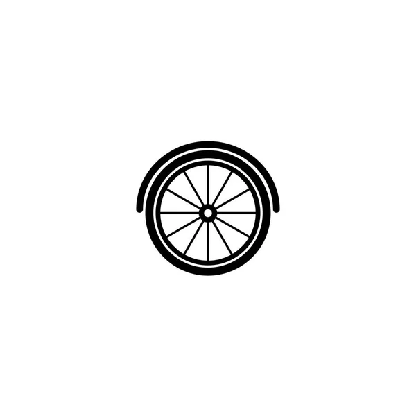 Bir bisiklet tekerleği simgesi silüeti. Düz bisiklet tekerleği piktogram beyaz izole. Vektör çizim. — Stok Vektör